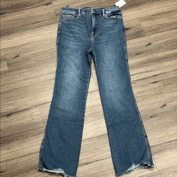 Good American Boot Cut Jeans Chew Hem Indigo Dark Wash 14/32 - Picture 2 of 7